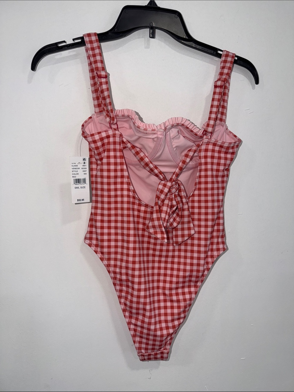 Pacsun Red Gingham Elise Ruffle One Piece Swimsuit Size: SMALL - Picture 4 of 13